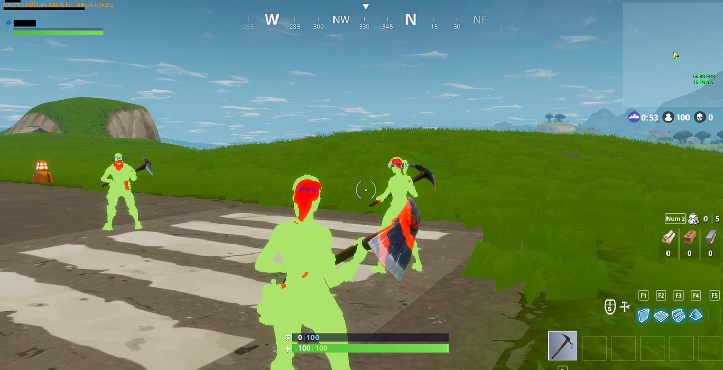 Fortnite ESP showing weapon and enemy location