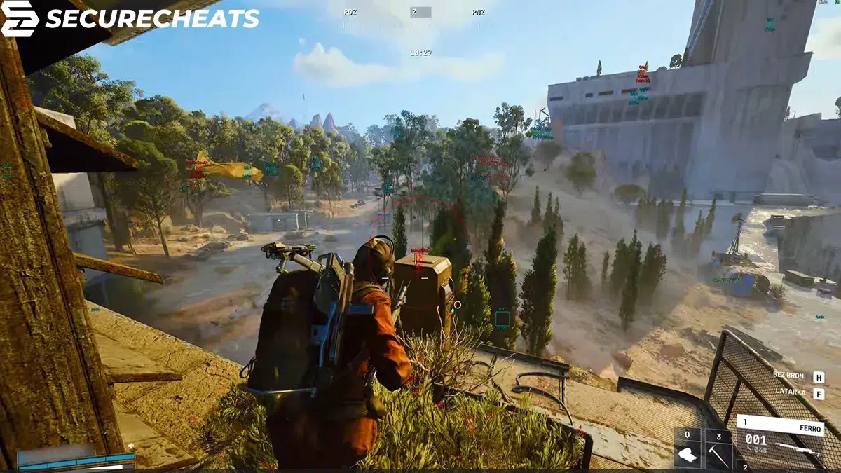 ARC Raiders cheat gameplay preview showing aimbot and visual tools active